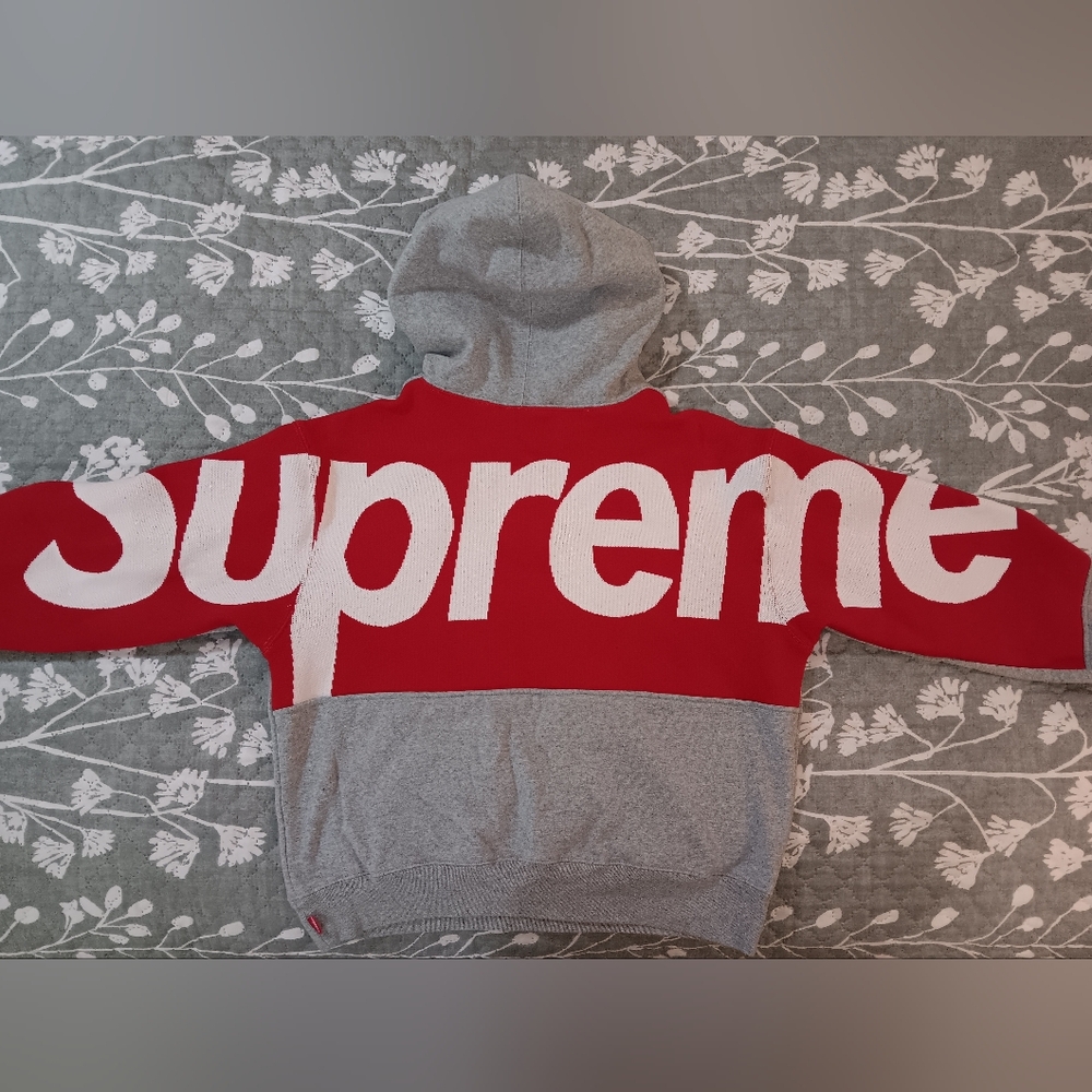 Supreme Red and Gray Streetwear Sweater